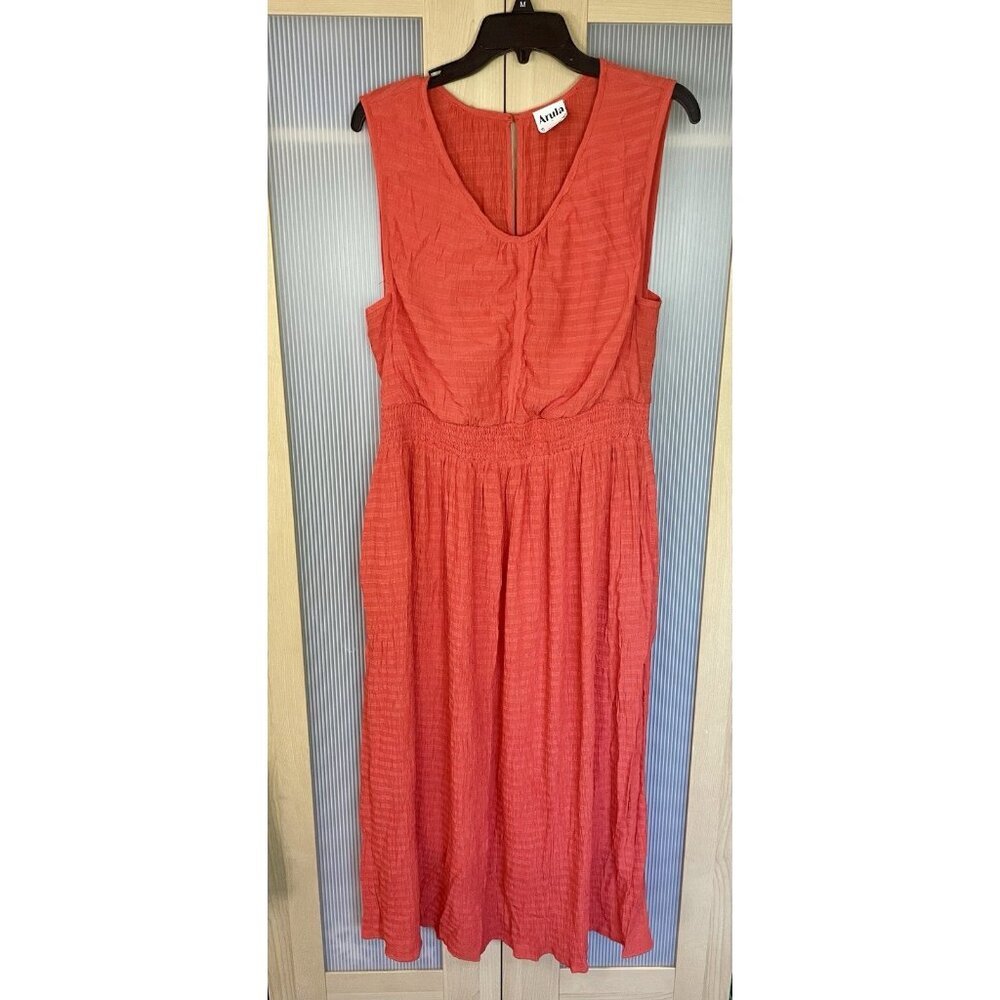 Arula Red Summer Maxi Dress Sz 1X 14-16‎ Ruffles Party Beach Boho Hippie Gauzy